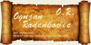 Ognjan Radenković vizit kartica